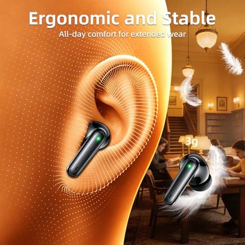 Headphones Bluetooth 6.0 Wireless Earbuds, HiFi Ear Buds, Air Pro 4, 3g Lite Earphones ENC Noise Cancelling and AI Chip Wireless Headphones, IP7 for iPhone Samsung Google Android iPad Adults Student — view 7