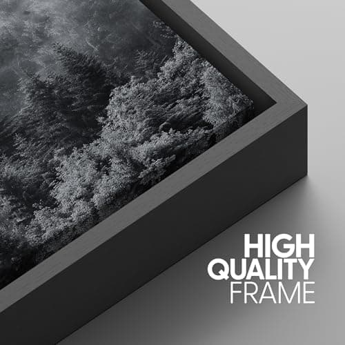 SIGNWIN Framed Canvas Print Wall Art Set Black & White Misty Mountain Forest Nature Wilderness Photography Modern Art Chic Landscape Relax/Calm for Living Room, Bedroom, Office - 24"x36"x3 Black — view 4