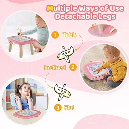 Kikidex Magnetic Drawing Board, Toddler Girl Toys for 1-3 Year Old, Doodle Board Pad Learning and Educational Toys for 1 2 3 Year Old Baby Kids Birthday Gift (Soft Pink) — view 4