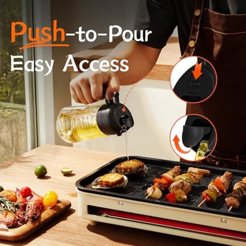 TrendPlain 470ml Olive Oil Spray Bottle for Kitchen Gadgets - 2 in 1 Olive Oil Dispenser Bottle and Air Fryer Accessories for Cooking, Salad and BBQ - 2 Black — view 3