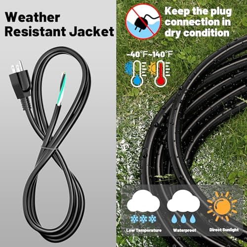 Vockjour 2 Pack 3 ft 16/3 Appliance and Power Tool Cord, 14 AWG 3 Prong Black Heavy Duty Replacement Power Cord with Open End, NEMA 5-15P, 125V AC Pigtail, 13A 1625W, ETL Listed — view 5