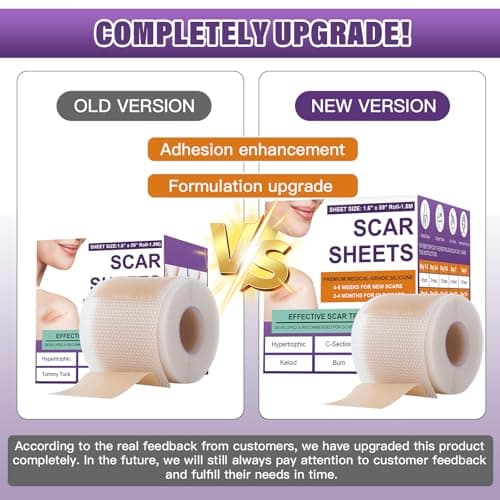 Silicone Scar Sheets, Medical Grade Silicone Scar Tape for Surgical, Hypertrophic, Keloid, C-Section, Burn, Old & New Scars, Reusable Professional Scars Removal Sheets (1.6"X 59" Roll-1.5M) — view 5