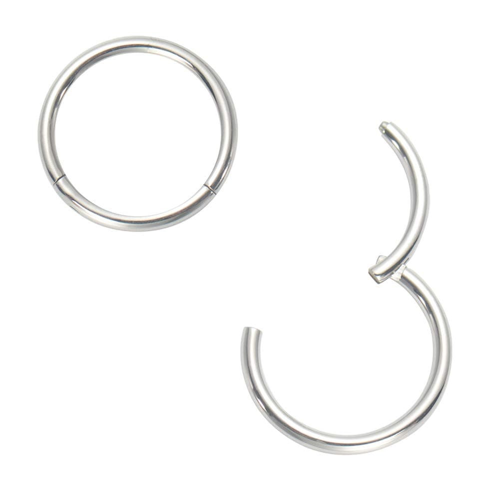 Afftiny Nose Ring Septum Hoop 20G/18G/16G/14G/12G 316L Surgical Stainless Steel Hinged Seamless Earrings, Diameter 5MM-16MM, Gold/Silver/Black/Rose Gold/Rainbow Color — view 20