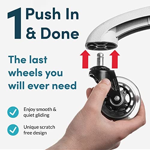 Lifelong Office Chair Wheels Replacement Rubber Chair Casters for Hardwood Floors and Carpet, Set of 5, Heavy Duty Casters for Chairs to Replace Office Chair Mats - Fits 98% — view 4