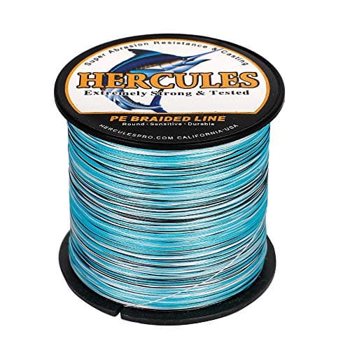 HERCULES Super Cast 500M 547 Yards Braided Fishing Line 80 LB Test for Saltwater Freshwater PE Braid Fish Lines Superline 8 Strands - Blue Camo, 80LB (36.3KG), 0.48MM — view 3