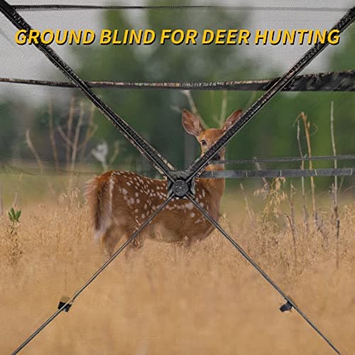 FUNHORUN Hunting Blind 270 Degree See Through Ground Blind for Deer/Turkey Hunting, 2/3 Person Pop Up Camouflage Tent with Chair, Portable Concealed Shelter with Carrying Bag — view 2