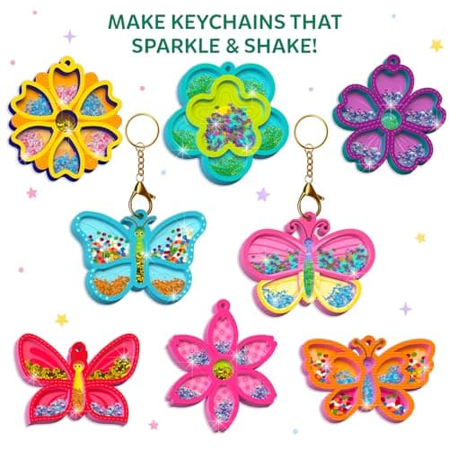 Skillmatics Shake-its – Glitter Craft Kit for Kids, DIY Arts & Crafts with Keychains, Mess-Free Activity, Travel Toy, Flowers & Butterflies, Birthday Gifts for Girls & Boys Ages 4, 5, 6, 7, 8, 9 — view 7