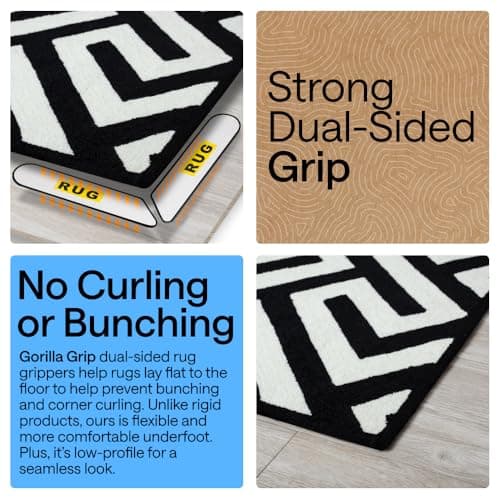 GORILLA GRIP Rug Gripper Pads Keep Area Rugs Corners from Curling, Reusable Double-Sided Stickers Holds Down Carpet in Place, Grips on Tile and Hardwood Floors Helps Prevent Sliding, Home Décor, 8 Pcs — view 2