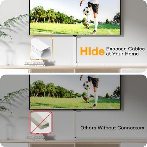 Delamu Cord Hider, 157in Wire Covers for Cords on Wall, Premium Cable Hider Cord Covers for Wires, Cable Management Wire Hiders for TV, Cable Raceway Kit, W0.95 H0.55in, White — view 5