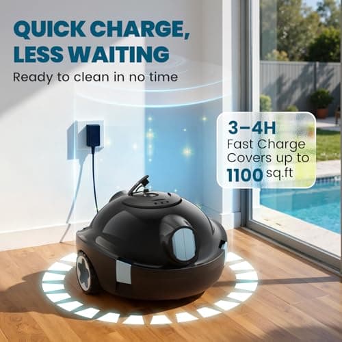 OUCAXIA Cordless Robotic Pool Cleaner with 120-Min Runtime, Dual Suction Power, Self-Parking & Smart Navigation, for Above-Ground & In-Ground Pools up to 1,100 Sq.Ft (Raven) — view 4