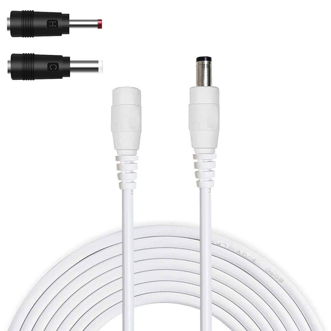 Liwinting 10m Cable de Extensión 2.1mm x 5.5mm Plug DC Macho a Hembra Conector para Adaptador de Corriente, LED, Cámara CCTV Potencia, Coche, Monitores y Más, Flexible - Blanco — view 7