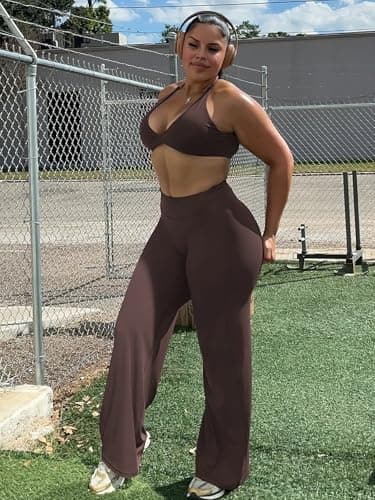 YEOREO Workout Leggings Womens No Front Seam Straight Leggings 31.5" High Waist Buttery Eddiy Gym Yoga Pants Plum Brown S — view 2
