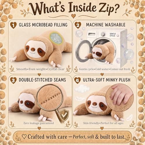 gnomantic Sloth Weighted Stuffed Animals, Plush Pillow for Kids — view 4