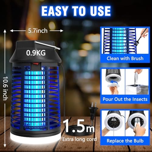 ZENLEA Bug Zapper Outdoor with LED Light, Bug Zapper Indoor, 4200V Mosquito Zapper Outdoor,Waterproof Mosquito Killer, Electric Fly Zapper Fly Traps for Camping Backyard Patio Garden, Plug-in — view 3