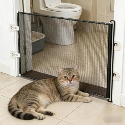 Retractable Dog Gate - No-Drill Door Fence for Indoor Outdoor, Extendable Barrier for Apartments Stairs Hallways Kitchens Balconies, Adjustable Puppy Gate for Doorways (Height: 15.7 inches) — view 5