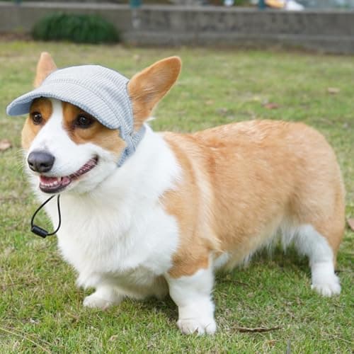 Dog Baseball Cap, Dog Cat Summer Beach Visor Hat with Ear Holes, Adjustable Puppy Sunbonnet Headdress (Blue, X-Large) — view 4