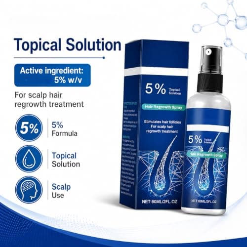 Hair Growth Spray 5% for Men and Women, Hair Regrowth Treatment Serum for Thinning Hair, Beard Growth and Fuller Hair Support, 2 Fl oz