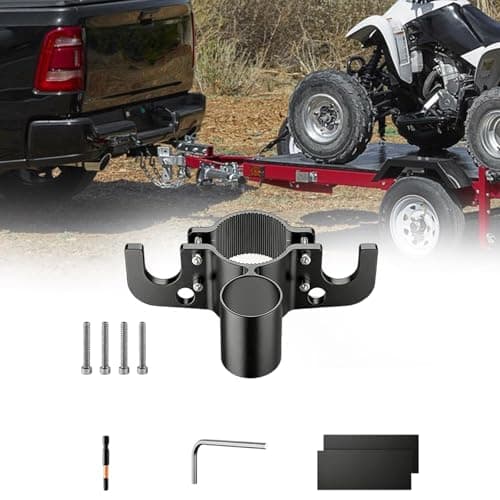 Trailer Chain Organizer, Heavy Duty Aluminum Hitch Chain Holder with Inverted Plug Holder for RV Trailer Tongue Jack, 7 Way Wiring Harness Plug Storage (Black)
