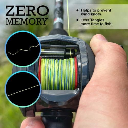 Reaction Tackle Braided Fishing Line - Pro Grade Power Performance for Saltwater or Freshwater Fish - Colored Fishing Line Braid for Extra Visibility - Blue Camouflage 30 Lb (150 Yards) — view 7