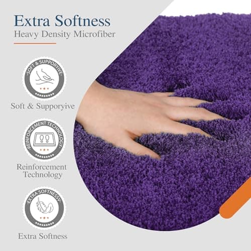 Walensee Bathroom Rug Non Slip Bath Mat for Bathroom (16 x 24, Dark Purple) Water Absorbent Soft Microfiber Shaggy Bathroom Mat Machine Washable Bath Rug for Bathroom Thick Plush Rugs for Shower