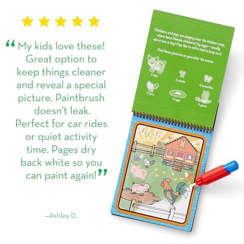 Melissa & Doug Water Wow! Mess Free Coloring Book, Reusable Water-Reveal Activity Pad, On The Farm, Travel Toys, Party Favors, for Toddlers & Kids Ages 3+ — view 7