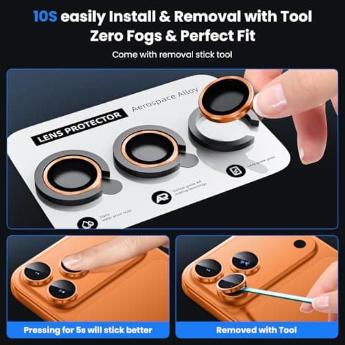 WSKEN for iPhone 17 Pro/iPhone 17 Pro Max Camera Lens Protector - [Original Shooting Mode] Shatterproof Metal HD Tempered Glass Camera Screen Protector Cover Film for iPhone Accessories — view 5