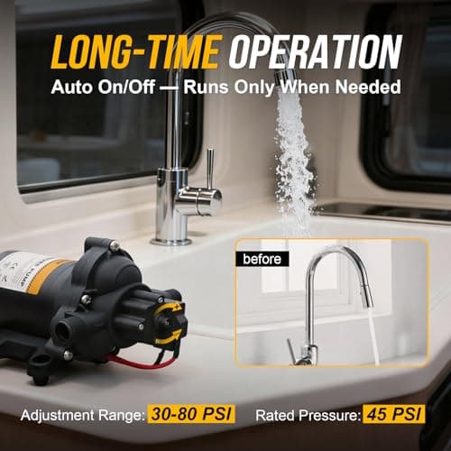 Gidrox 12V RV Water Pump, 4.0 GPM 45 PSI Diaphragm Pump, 12Volt Quiet Fresh Water Pump with Pressure Switch, Self Priming Pressure Pumps for RV Camper Boat Marine Food Truck — view 3