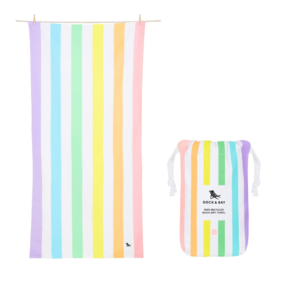 Dock & Bay Beach Towel - Quick Dry, Sand Free - Compact, Lightweight - 100% Recycled - Includes Bag - Cabana - Whitsunday Blue - Large (160x90cm, 63x35) — view 54