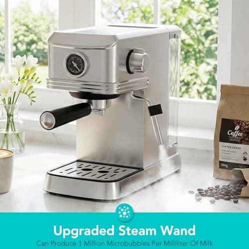 Espresso Machine 20 Bar, Stainless Steel Espresso Maker with Stainless steel Steam Milk Frother, Compact Coffee Machine with 45oz Removable Water Tank, for Cappuccino,Latte&Cold Brew Home&Office — view 5