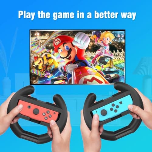 PURBHE Switch Steering Wheel for Nintendo Switch, Racing Wheel to Play Mario Kart 8 Deluxe Compatible with JoyCon, Nintendo Switch 1 Accessories Gift for Mario Kart - 2 Pack Switch Wheels — view 5