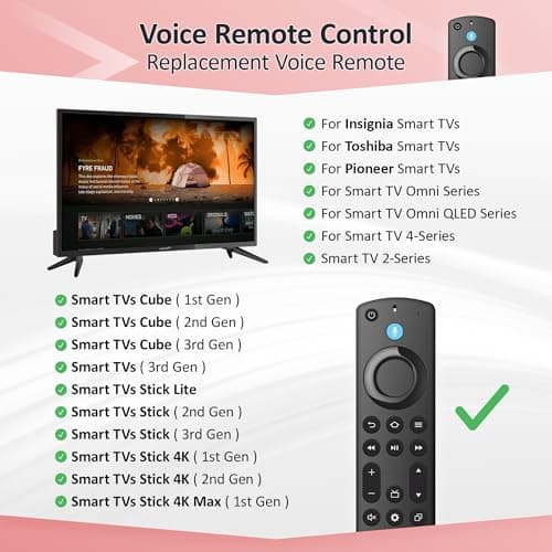 Voice Remote for Firestick TV Cube/4K Max&Insignia/TCL/Hisense Smart TVs