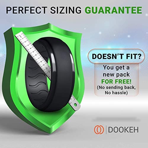 Dookeh Breathable Mens Silicone Wedding Rings, Rubber Ring Bands For Men, Black Blue Camo Engagement Band, Best for Workout, 1-4-7 Pack (W3-Titanium,Dark Gray,Cast Iron,Black, size 11) — view 5
