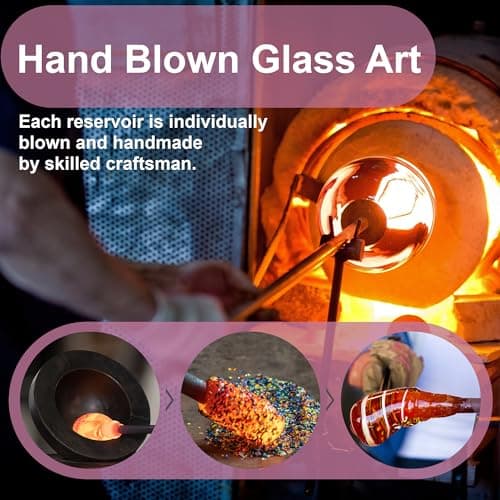 LUJII Solar Powered Hummingbird Feeder for Outside, Hand Blown Glass, 35 fl.oz, Leak-Proof & Waterproof, Metal Base, Lighted Lantern for Garden Decor, Unique Gift for Bird Lovers, Purple — view 4