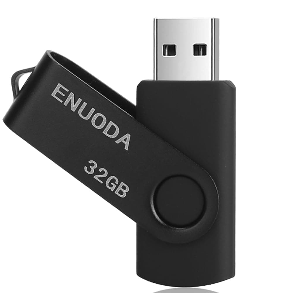 ENUODA 16GB USB Stick 1 Pack Memory Stick USB 2.0 Flash Drives Swivel Design Pen Drive for Data Storage Thumb Drive with LED Light (Black) — view 12