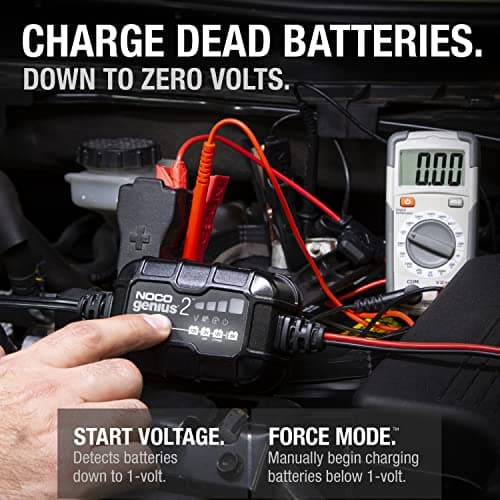 NOCO GENIUS2: 2A 6V/12V Smart Battery Charger – Automatic Maintainer, Trickle Charger & Desulfator with Overcharge Protection & Temperature Compensation – for Lead-Acid & Lithium Batteries — view 2