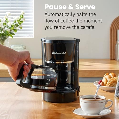 Elite Gourmet EHC-5055 Automatic 5-Cup Brew & Drip Coffee Maker with Pause N Serve Reusable Filter, On/Off Switch, Water Level Indicator — view 5
