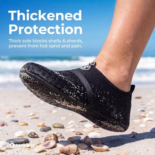 SEEKWAY Water Shoes Women Men Quick-Dry Beach Aqua Socks Barefoot Non Slip Swim Pool Outdoor Surf River Lake Yoga SK001 Black Size 8.5-9.5 W/7.5-8.5 M — view 2