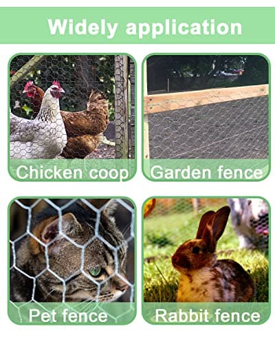 vensovo Green Chicken Wire Mesh - 13.7"×236" Garden Animal Barrier Fence, 1 inch Mesh Fence for Pet,Rabbit,Poultry — view 4