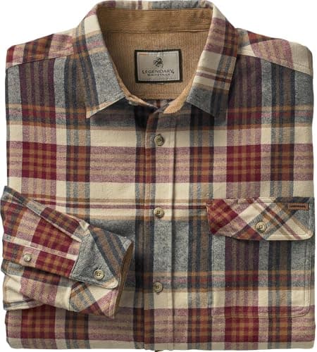 Legendary Whitetails Men's Plaid Flannel Shirt with Corduroy Cuffs, Large — view 5