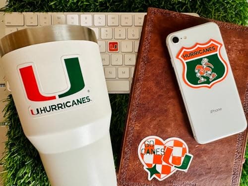 Miami Hurricanes Stickers University of Miami Vinyl Decals Vinyl Gift 14 Pc