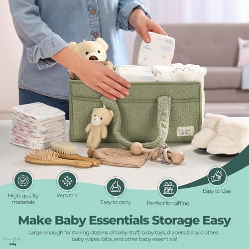 PeraBella Diaper Caddy Organizer for Changing Table, Storage Basket for Wipes, Gift for Baby Shower, Car Organizer, Nursery Organizer, Portable Storage — view 8