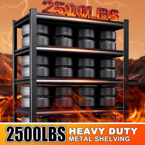KORVENA 71.2''H /35.4''W Storage Shelves Adjustable Garage Shelving,Heavy Duty Shelving Unit,5T Tall Garage Shelves，Metal Standing Shelf Units,Utility Rack for Kitchen Warehouse Industrial Basement — view 2