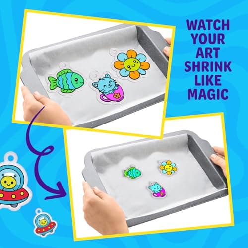 Dan&Darci Shrink Art Craft Kit for Girls and Boys Ages 6-12 - Shrink Magic Charm Making Kit with 30 Pre-Cut Shrink Plastic Templates - Kids Craft Birthday Gift for 7 8 9 10 Year Olds — view 4