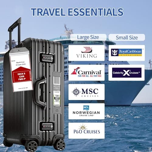 6 Pack Luggage Tags Travel Essentials & Cruise Essentials for NCL, Princess, Carnival, Royal Caribbean & Celebrity Cruise Ships by SEAVILIA — view 2