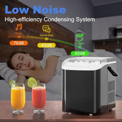 NEWBULIG Ice Makers Countertop with Handle, Portable Ice Machine — view 3