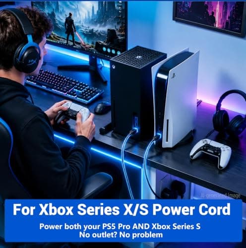 for Sony PS4 Power Cord 2 Prong: for Xbox One Series S/X AC Power Cable — view 5