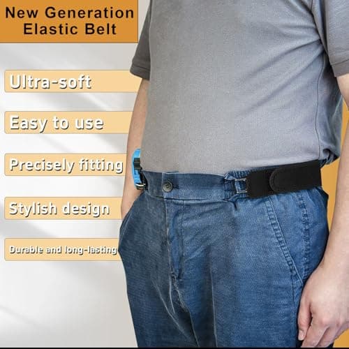 4PCS Buckleless Belt for Men,Tactical Metal Hook Elastic Belt,Invisible Adjustable Side Belt,Unisex Waist for Outdoor & Work Comfortable — view 2