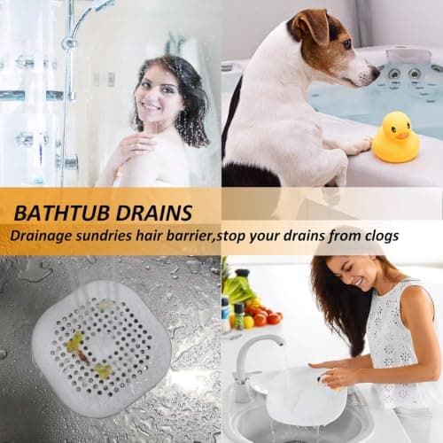 Bovinde Hair Drain Catcher,Square Cover for Shower 2 Pack (Sliver Grey)