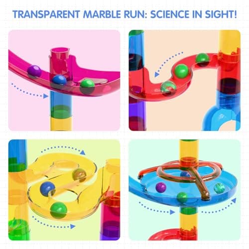 Ifollower Marble Run, 109Pcs Marble Maze Game Building Toys for Kid, Upgrade Mable Track Race Construction STEM Learning Toy, Birthday for Boys Girls Aged 3-12 — view 2