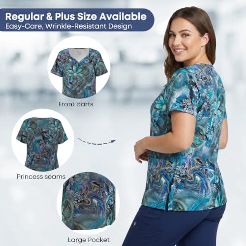 Stretch V-Neck Nursing Scrubs Top Moisture-Wicking & Odor-Control Durable Medical Uniform for Hospitals & Clinics, 153#, Small — view 5